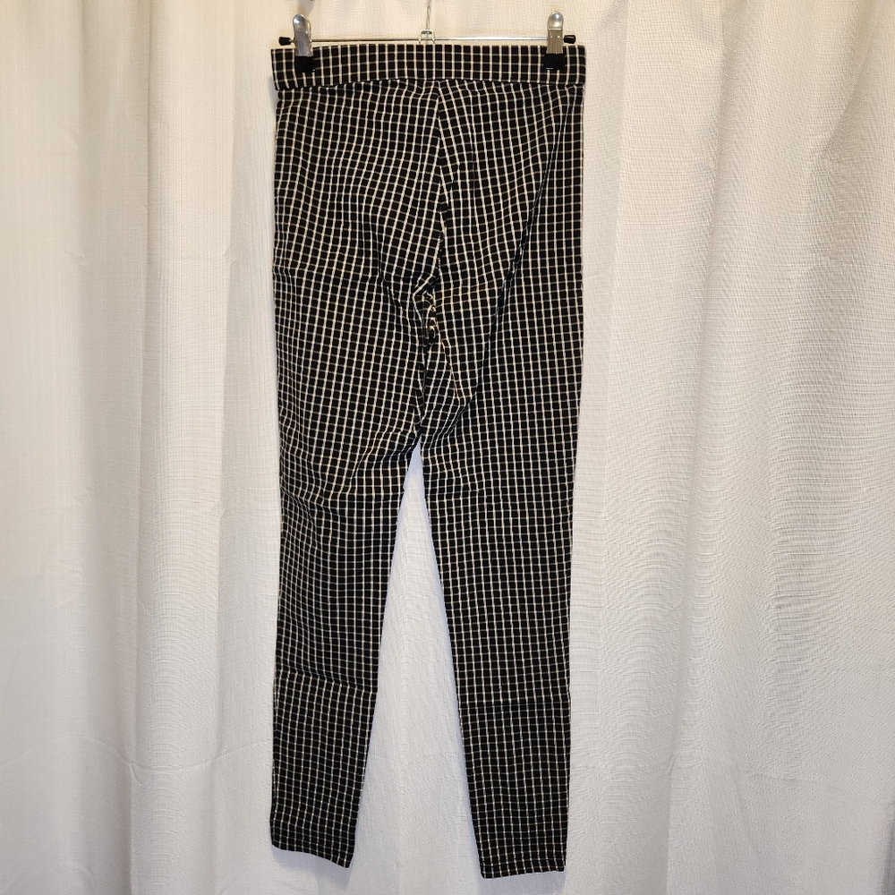 Zara Black White Checkered Plaid Hi-Rise Flat Front Trouser Leggings Pant Size S - Picture 5 of 7